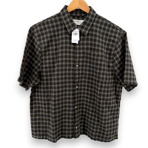 Hollister Mens Large Boxy Fit Plaid Short Sleeve Button Up Shirt